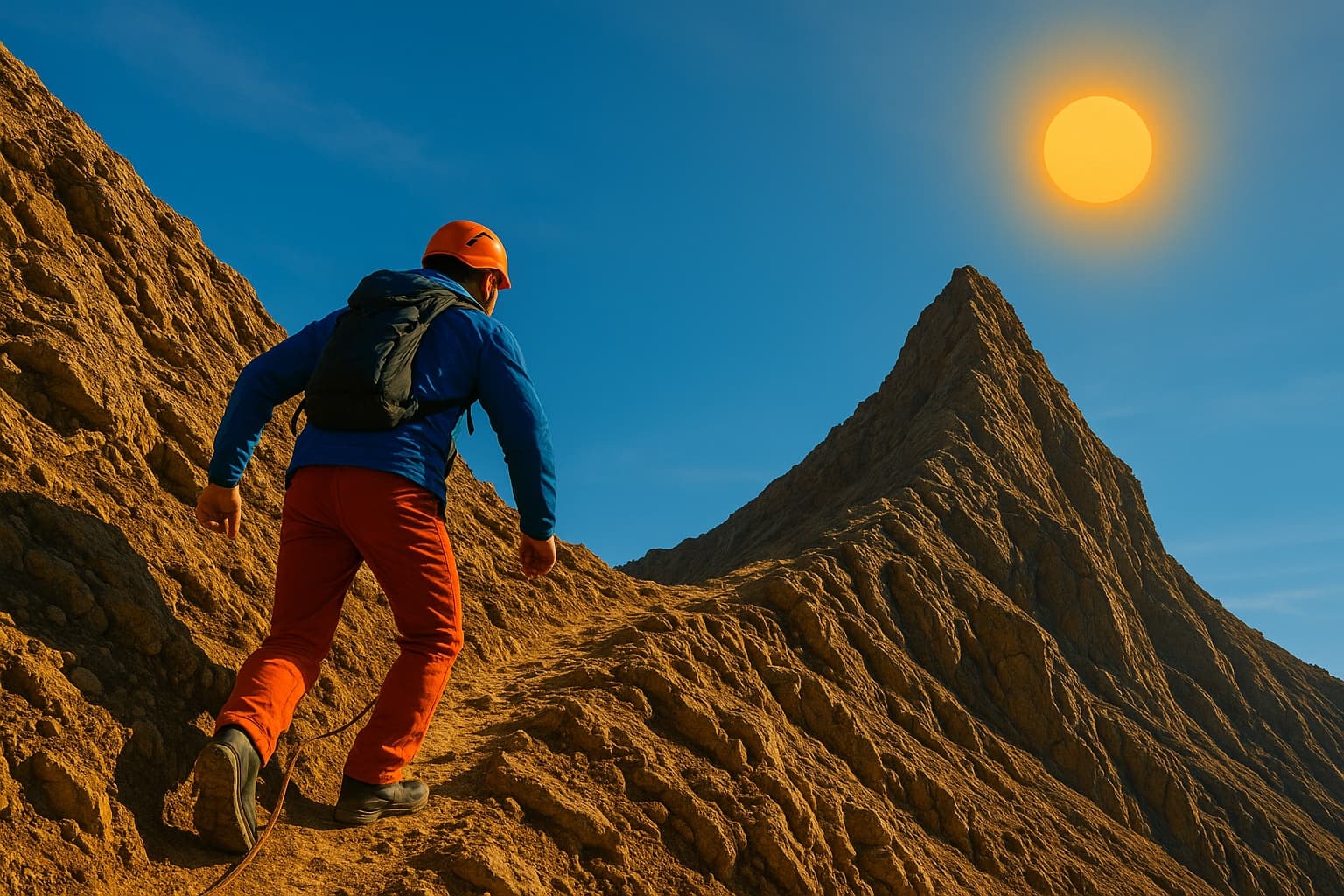 Mountain summit achievement - reaching your peak